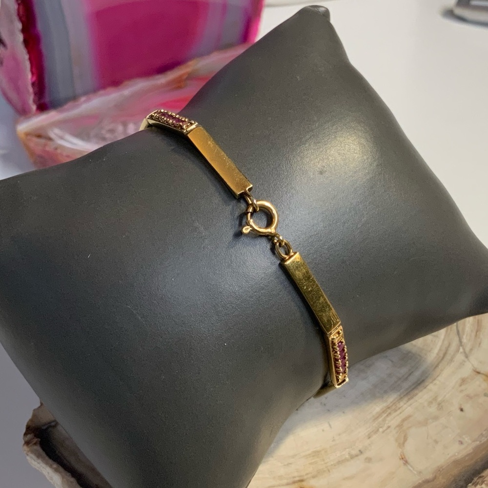 STUNNING GOLD STERLING SILVER RUBY BRACELET - Picture 4 of 5